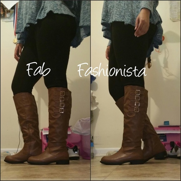 Vegan Leather riding boots tall buckle size 9 - Picture 6 of 8